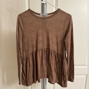 Leopard Print Baby Doll Long Sleeve